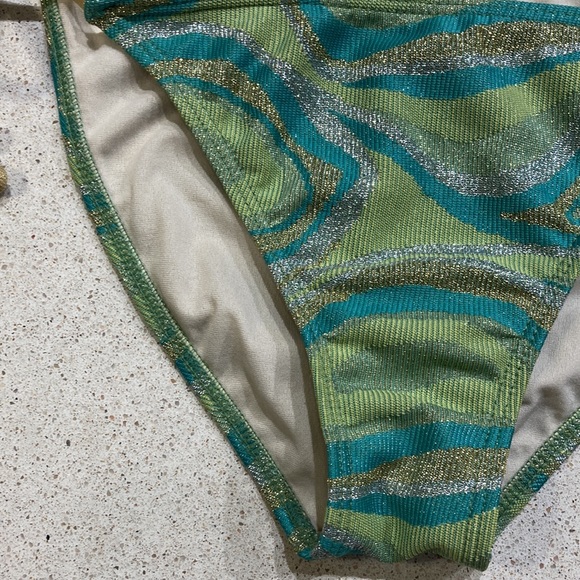 Guess Gold, Silver, & Green Bikini Bottoms, size small - Picture 6 of 12